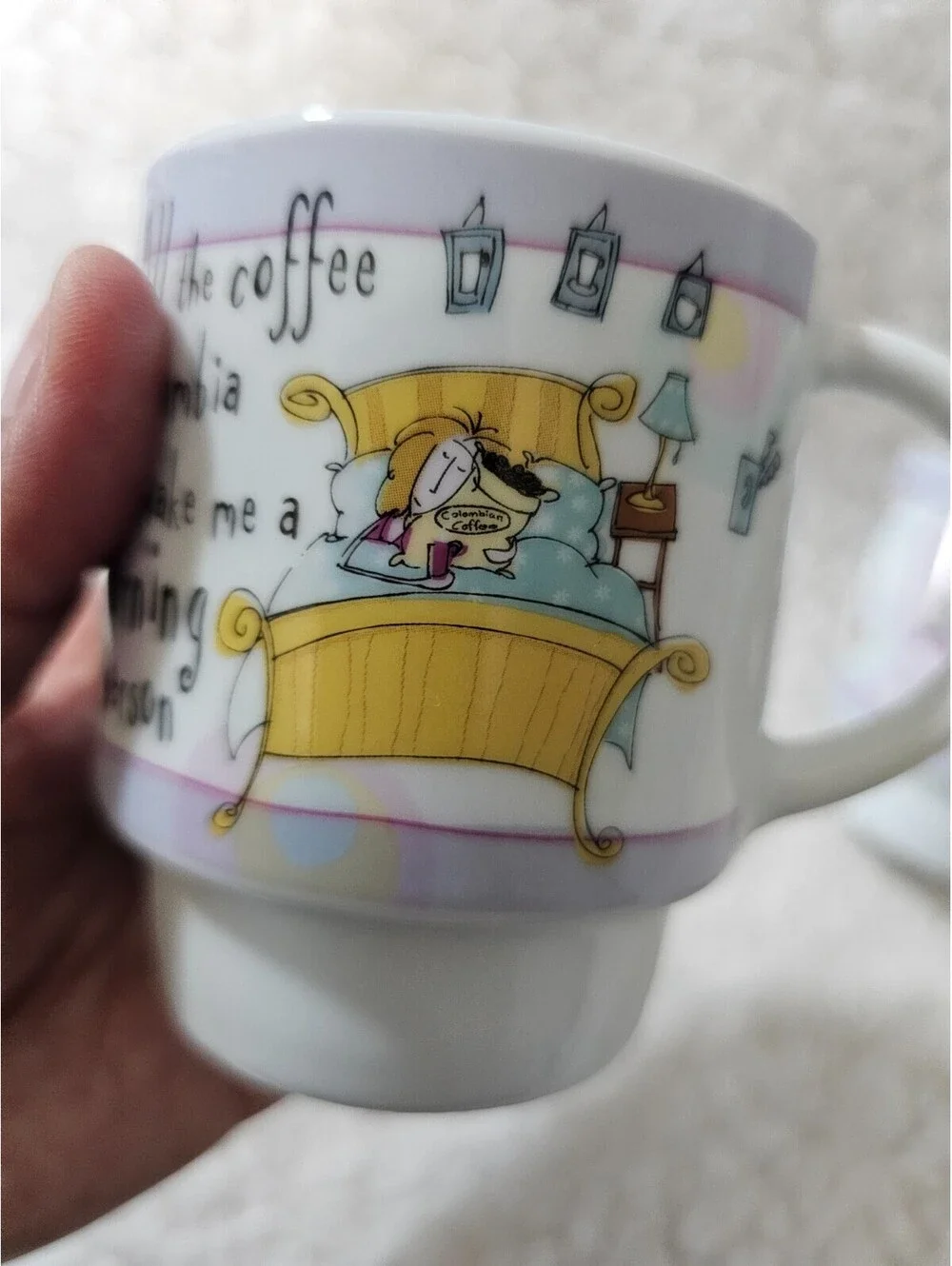 (2pc) Born To Shop Stacking Coffee Mugs Humor 3.5